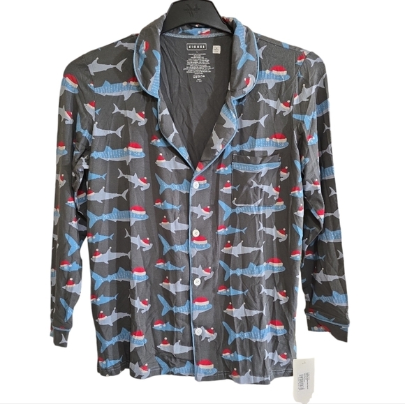 NWT Kickee Pants Pewter Santa Sharks Classic Pajamas XL - Picture 3 of 4